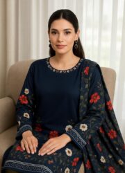 3 Pcs Women's Stitched Printed Suit - Image 2